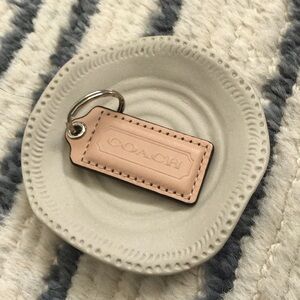 Coach Cream Colored Leather Keyring